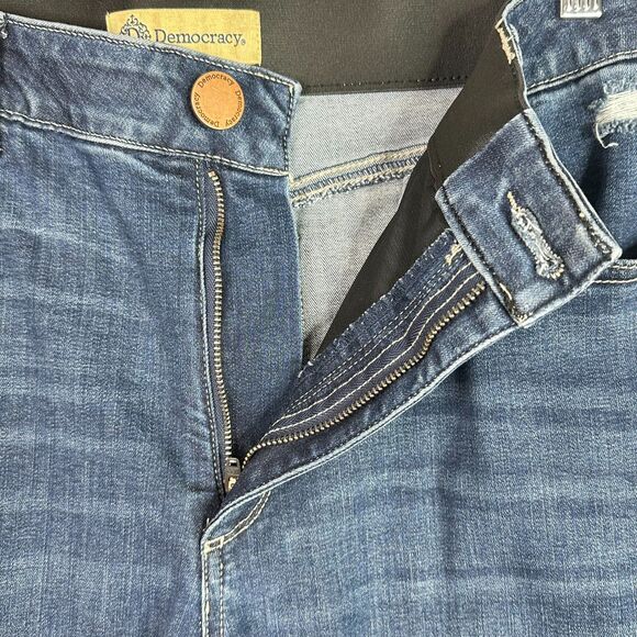 Democracy Jeans Women’s 16 Flare Distressed Raw Hem Ab Tech Stretch - Picture 6 of 14